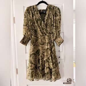 Tommy Hilfiger Olive Green Paisley Wrap Dress